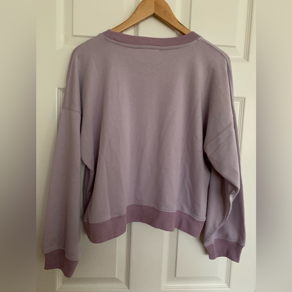 NWT Splendid Sweatshirt: Lavender, Front Palm Tree Print, Crewneck M - Picture 2 of 7